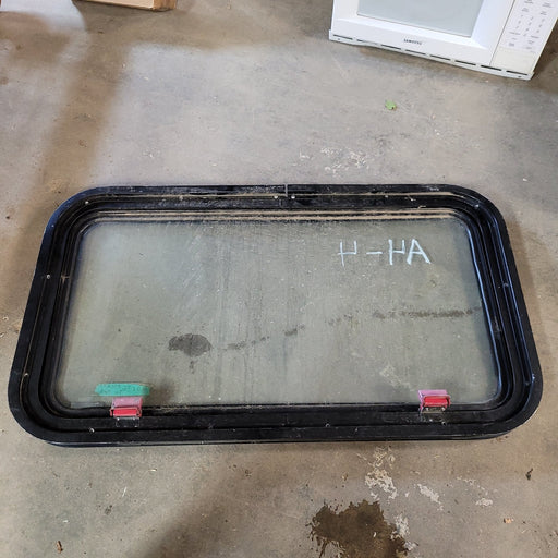 Used Black Radius Emergency Opening Window : 20 X 36 X 2" D - Young Farts RV Parts