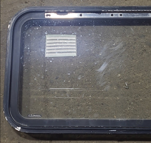 Used Black Radius Emergency Opening Window : 35 1/2" W x 19 1/2" H x 1 1/2" D - Young Farts RV Parts