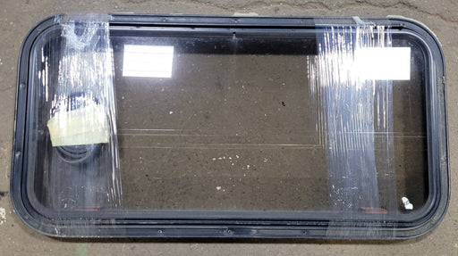 Used Black Radius Emergency Opening Window : 35 5/8" W X 17 3/4" H X 2" D - Young Farts RV Parts