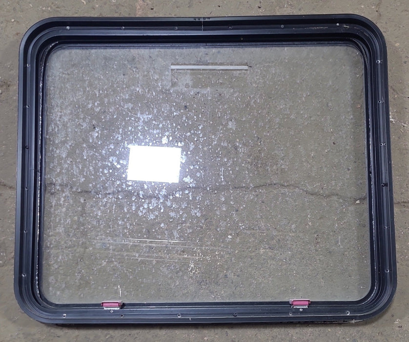 Used Black Radius Emergency Opening Window : 36 1/2" W x 30" H x 1 3/4" D - Young Farts RV Parts