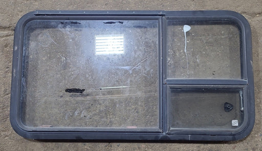 Used Black Radius Emergency Opening Window : 41 3/8" W x 21 5/8" H x 1 7/8" D - Young Farts RV Parts