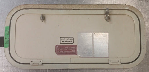 Used Radius Cornered Battery/Propane Cargo Door 22 3/4" x 9 1/2" x 1 1/4 "D - Young Farts RV Parts
