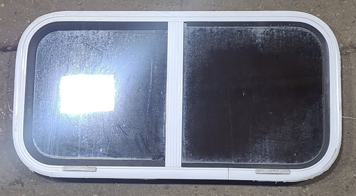 Used White Radius Opening Window : 30" W x 15" H x 1 1/8" D - Young Farts RV Parts