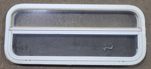 Used White Radius Opening Window : 35 1/2" W x 14 1/2" H x 1 3/8" D - Young Farts RV Parts