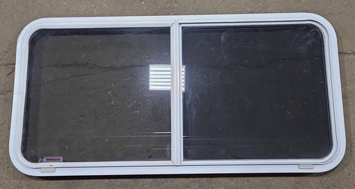 Used White Radius Opening Window : 45 1/4" W x 21 1/2" H x 1 3/4" D - Young Farts RV Parts