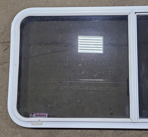 Used White Radius Opening Window : 45 1/4" W x 21 1/2" H x 1 3/4" D - Young Farts RV Parts