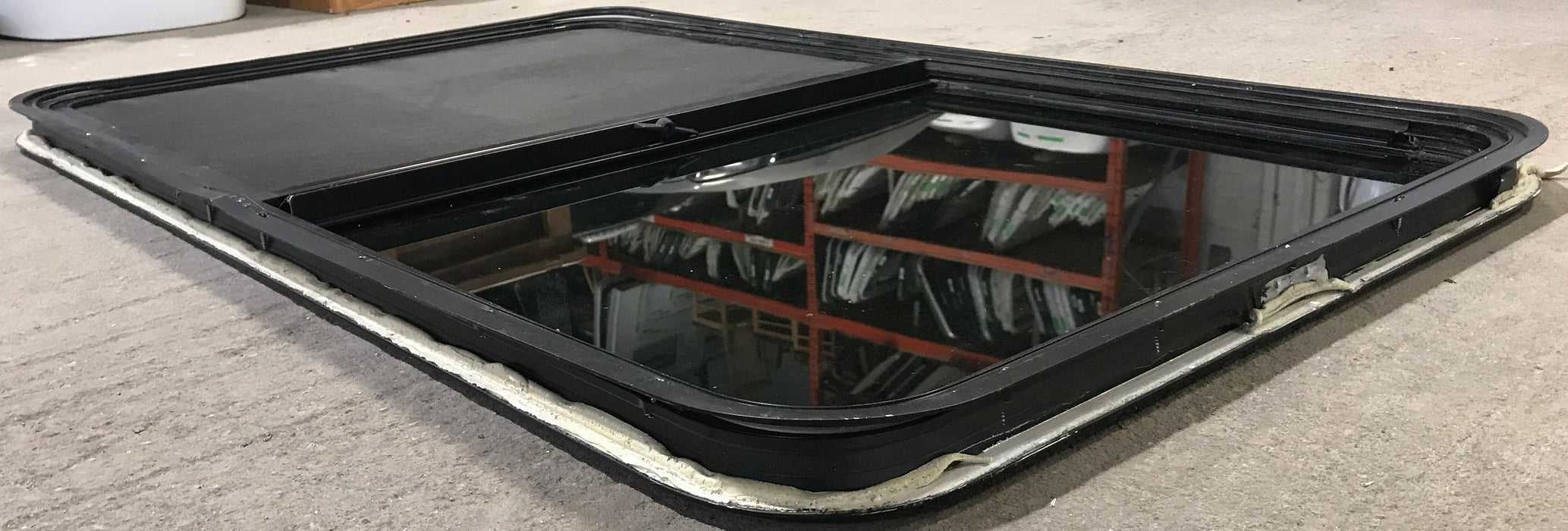 Used Black Radius Opening Window : 47 5/8" W x 28 1/2" H x 1 7/8" D