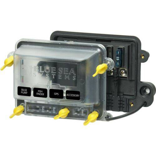BLUE SEA Fuse Block - Uses ATO/ ATC Blade Style Fuse; With Protective Cover - 5056100-BSS