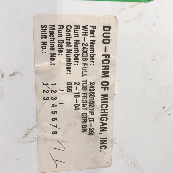 Used RV Bath Tub 36” L x 24” W - Center Drain