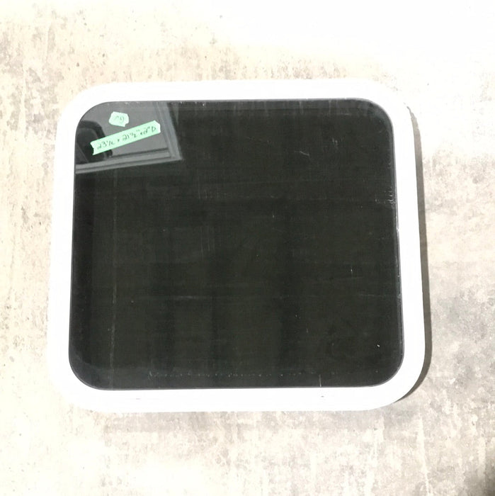 Used White Radius Non Opening Window : 23 1/2" W x 21 1/2" H x 2" D