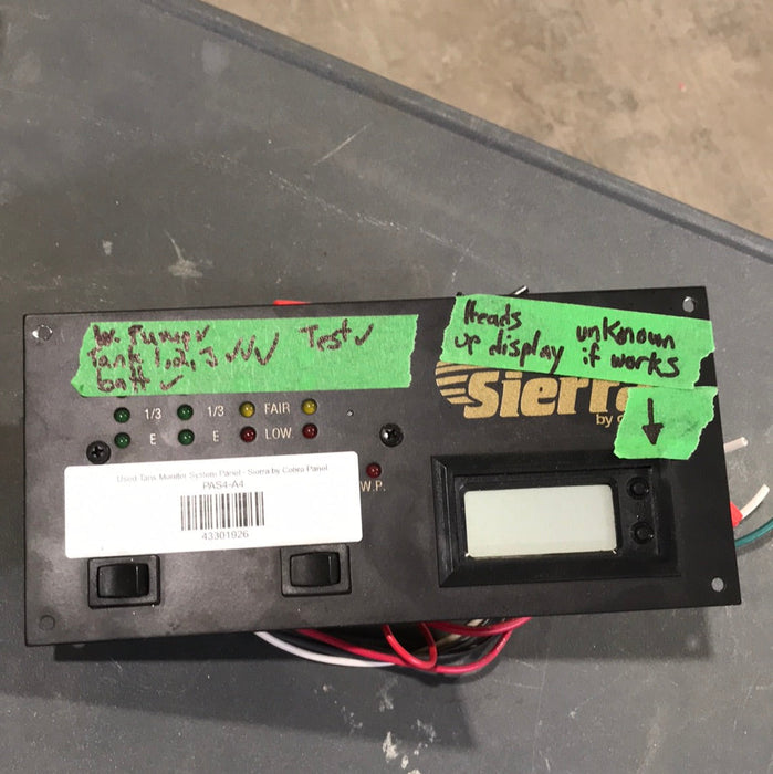 Used Tank Monitor System Panel - Sierra by Cobra Panel