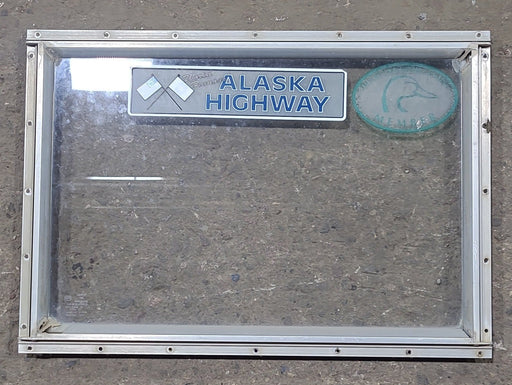 Used Silver Square Non Opening Window: 22" W x 15" H x 3/4" D - Young Farts RV Parts