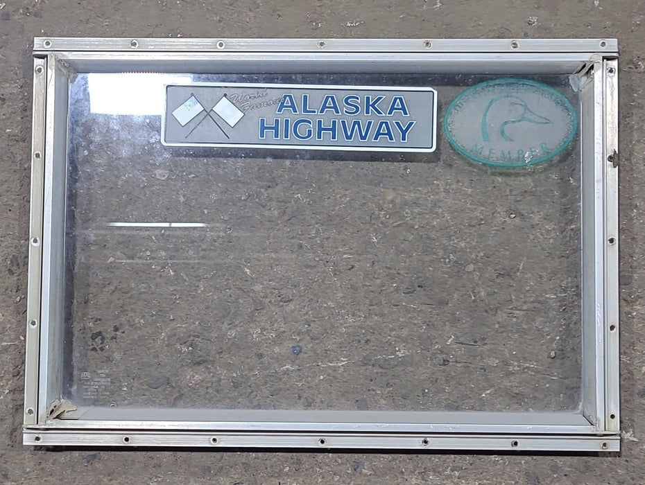 Used Silver Square Non Opening Window: 22" W x 15" H x 3/4" D - Young Farts RV Parts