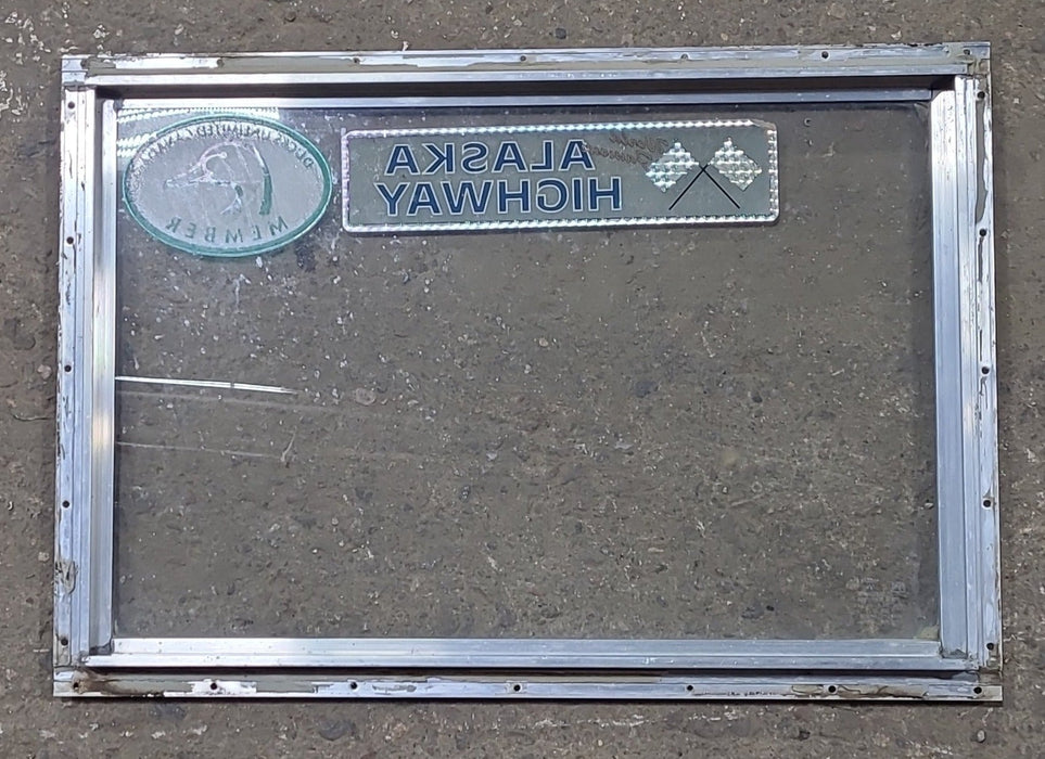 Used Silver Square Non Opening Window: 22" W x 15" H x 3/4" D - Young Farts RV Parts