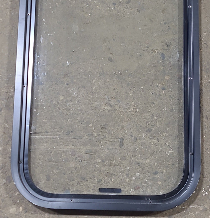 Used Black Radius Non Opening Window : 17 1/2" W x 31 3/4" H x 1 1/2" D