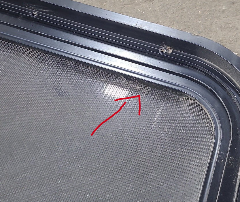 Used Black Radius Opening Window : 48 3/8" W x 35 3/4" H x 1 3/4" D