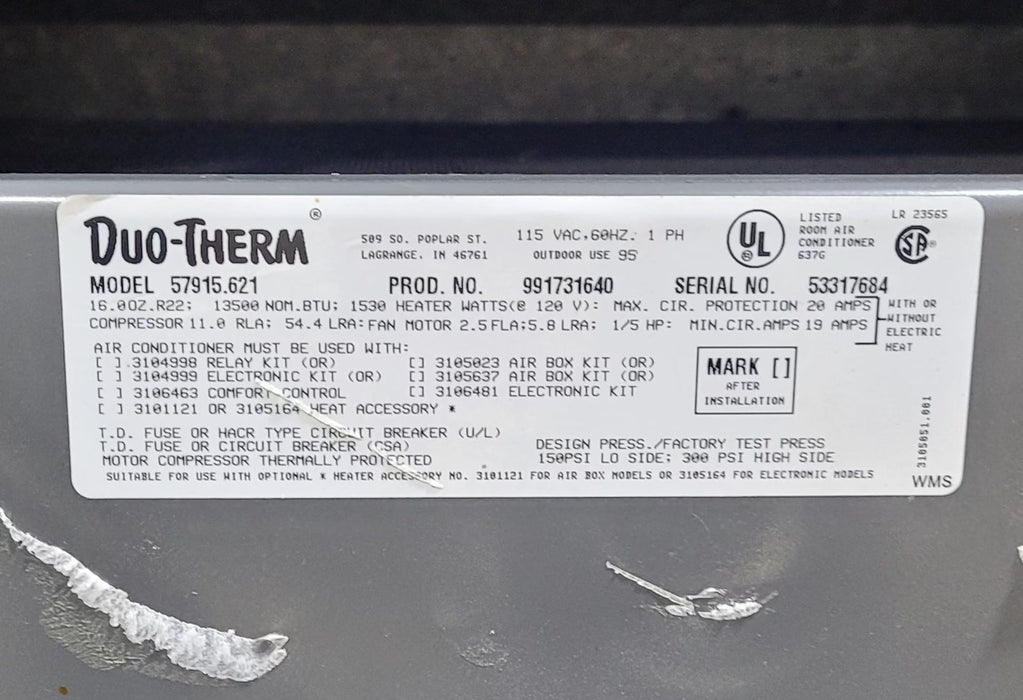 Used Duo-Therm Air Conditioner, Head Unit, 13500 BTU, Cool Only -57915.621