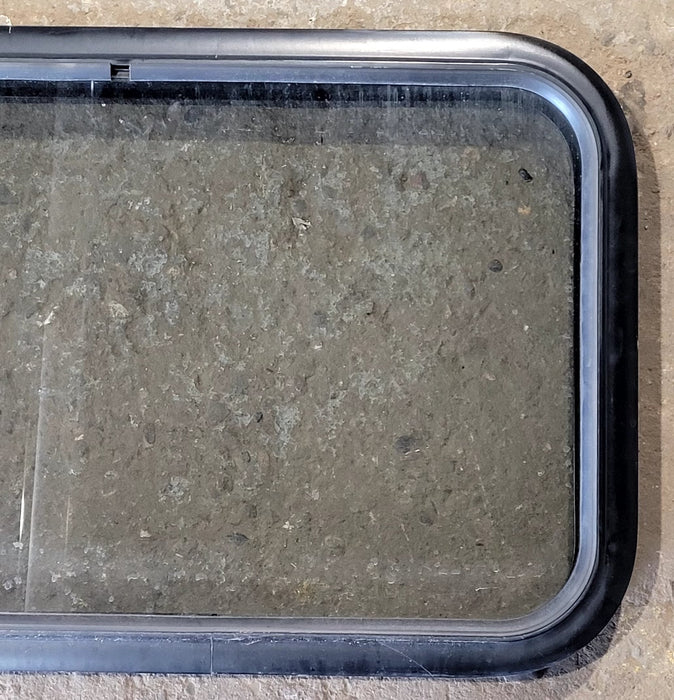 Used Black Radius Non Opening Window : 29 1/2" W x 17 1/2" H x 1 7/8" D