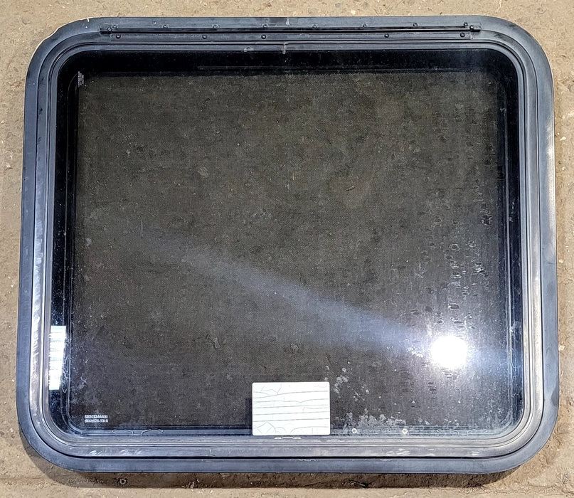 Used Black Radius Emergency Opening Window : 29 1/4" W x 25 1/4" H x 1 7/8" D - Young Farts RV Parts