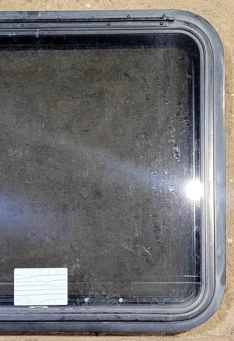 Used Black Radius Emergency Opening Window : 29 1/4" W x 25 1/4" H x 1 7/8" D - Young Farts RV Parts