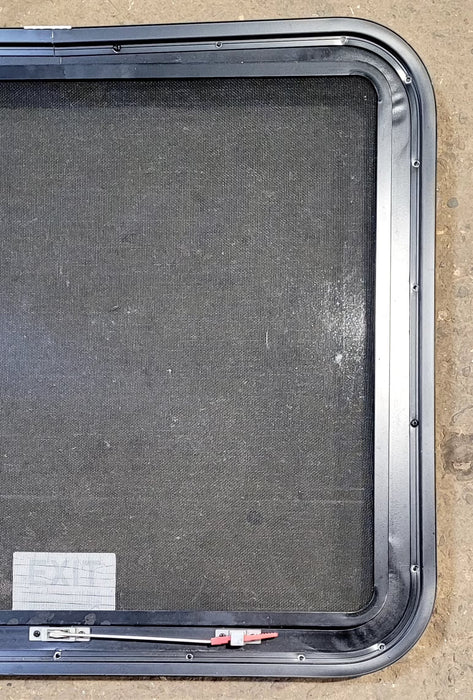 Used Black Radius Emergency Opening Window : 29 1/4" W x 25 1/4" H x 1 7/8" D - Young Farts RV Parts