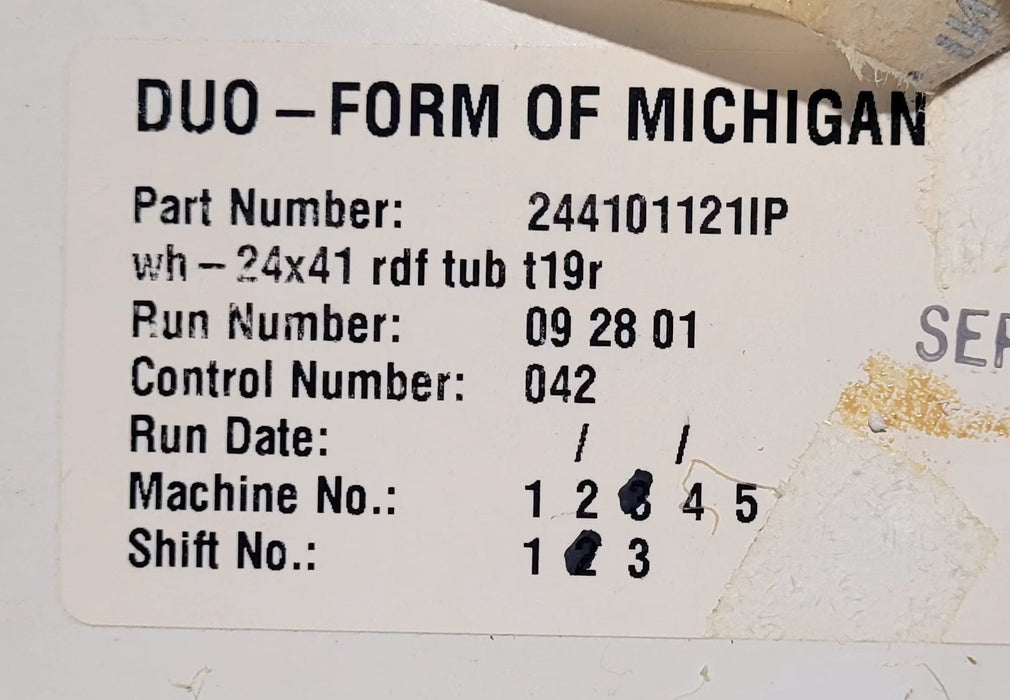 Used RV Bath Tub 41” x 24” - Right Hand Drain