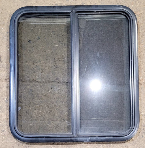Used Black Radius Opening Window : 29 1/4" W x 27 1/4" H x 1 1/4" D - Young Farts RV Parts