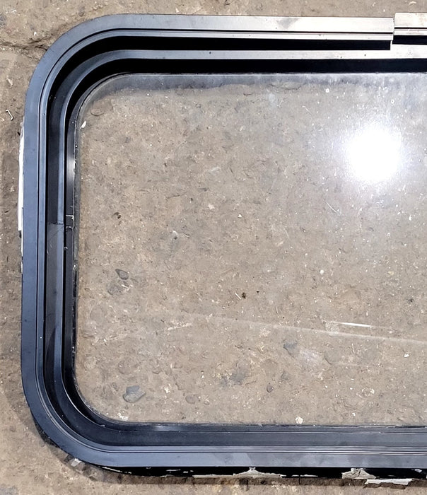 Used Black Radius Non Opening Window : 25" W x 16 3/4" H x 1 5/8" D