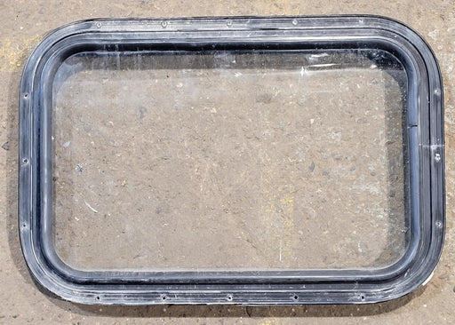 Used Black Radius Non Opening Window : 25" W x 16 3/4" H x 1 5/8" D - Young Farts RV Parts