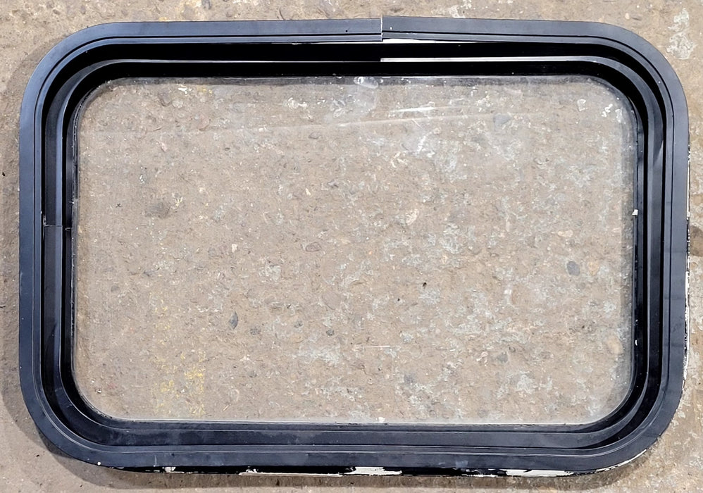 Used Black Radius Non Opening Window : 25" W x 16 3/4" H x 1 5/8" D - Young Farts RV Parts