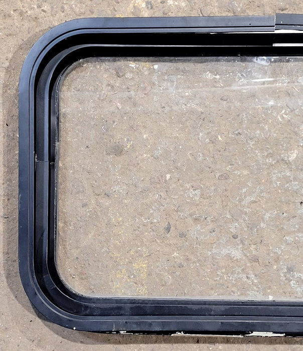 Used Black Radius Non Opening Window : 25" W x 16 3/4" H x 1 5/8" D - Young Farts RV Parts