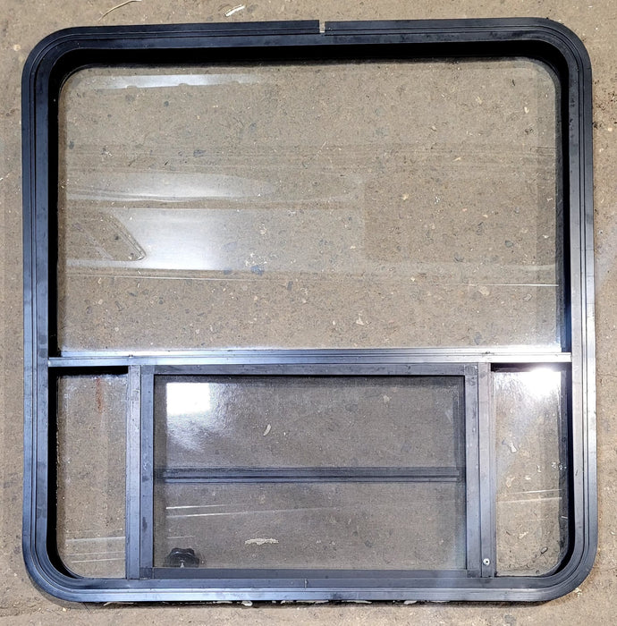 Used Black Radius Opening Window : 36 1/2" W x 37 1/2" H x 1 5/8" D - Young Farts RV Parts