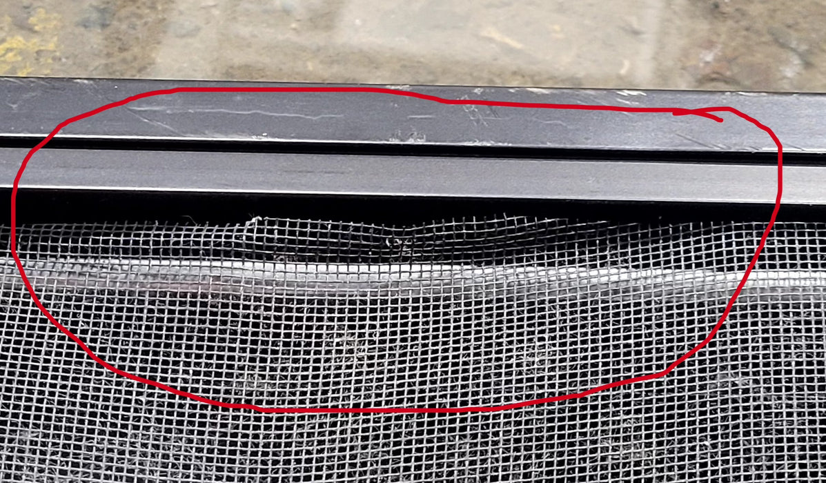 Used Black Radius Opening Window : 29 1/2" W x 21 3/4" H x 1 3/4" D - Young Farts RV Parts