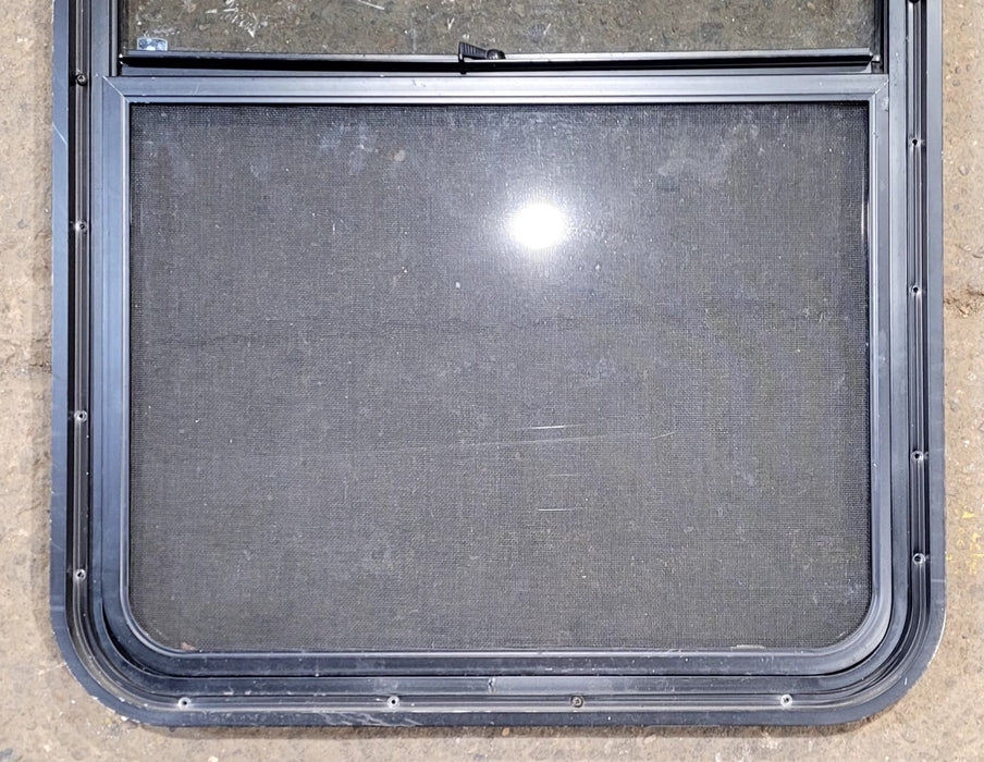 Used Black Radius Opening Window : 25 3/4" W x 41 3/4" H x 1 7/8" D - Young Farts RV Parts