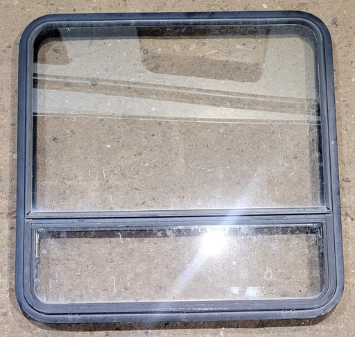 Used Black Radius Opening Window : 35 1/4" W x 35 1/4" H x 1 3/4" D - Young Farts RV Parts