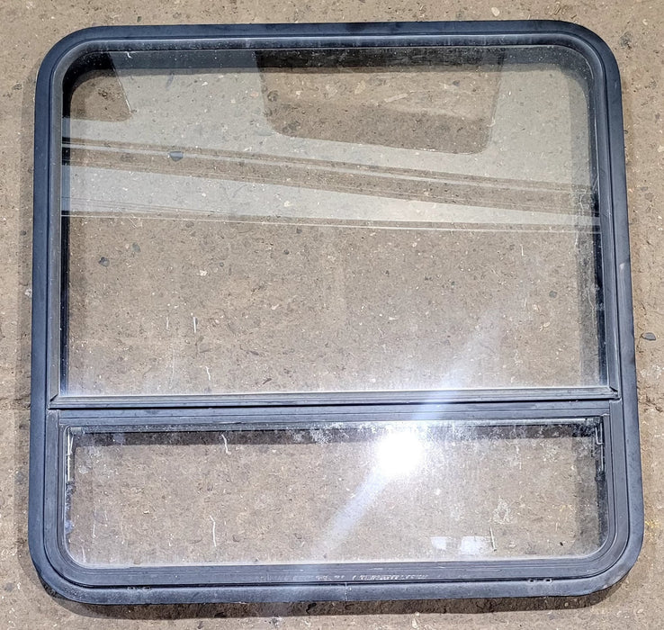 Used Black Radius Opening Window : 35 1/4" W x 35 1/4" H x 1 3/4" D - Young Farts RV Parts