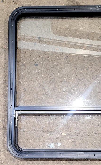 Used Black Radius Opening Window : 35 1/4" W x 35 1/4" H x 1 3/4" D - Young Farts RV Parts
