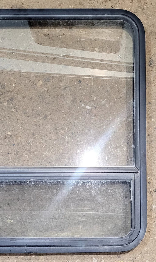 Used Black Radius Opening Window : 35 1/4" W x 35 1/4" H x 1 3/4" D - Young Farts RV Parts