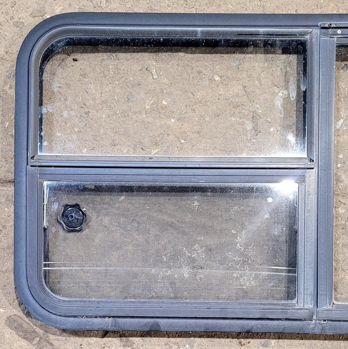 Used Black Radius Emergency Opening Window : 47 1/2" W x 21 1/4" H x 1 3/4" D - Young Farts RV Parts