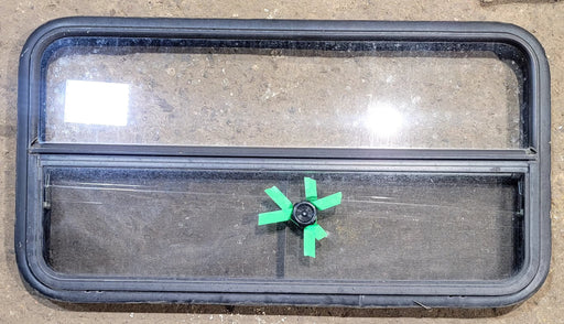 Used Black Radius Opening Window : 41 1/2" W x 21 1/2" H x 1 1/2" D - Young Farts RV Parts
