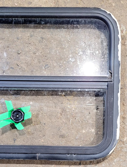 Used Black Radius Opening Window : 29 1/2" W x 21 1/2" H x 1 1/2" D - Young Farts RV Parts