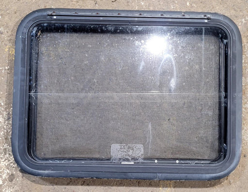 Used Black Radius Emergency Opening Window : 29 1/2" W x 21 1/2" H x 1 5/8" D - Young Farts RV Parts