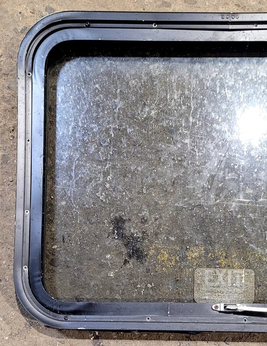 Used Black Radius Emergency Opening Window : 29 1/4" W x 21 1/4" H x 2" D - Young Farts RV Parts