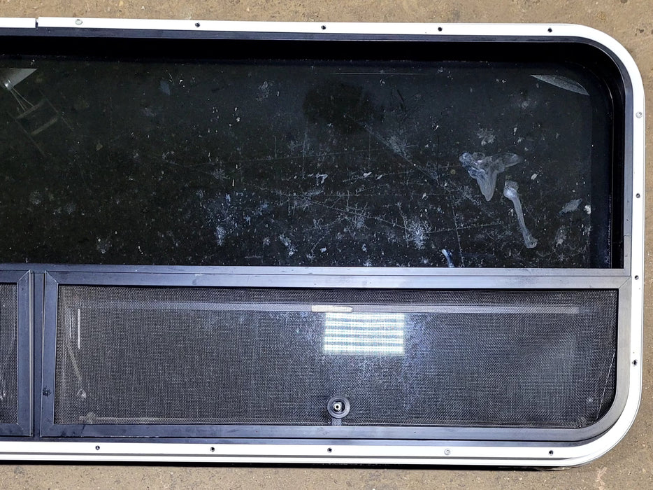 Used Black Radius Opening Window : 57 1/2" W x 20 1/4" H x 1" D - Young Farts RV Parts