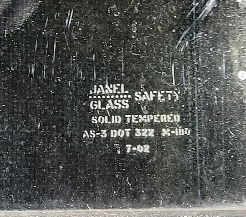 Used Slanted Black Radius Opening Window : 35 1/2" W x 14 3/4" H x 1 1/8" D - Young Farts RV Parts