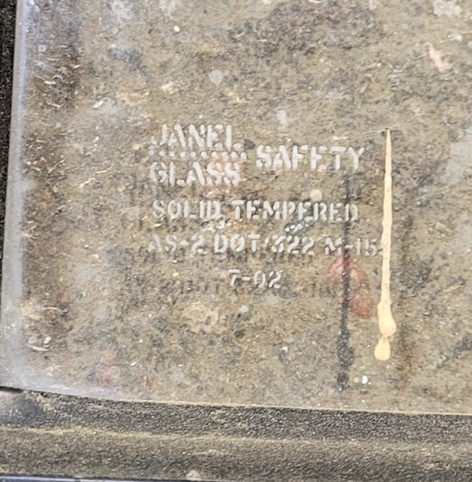 Used Black Radius Opening Window : 40 3/4" W x 16 3/4" H x 3/4" D - Truck Camper Front Slider - Young Farts RV Parts