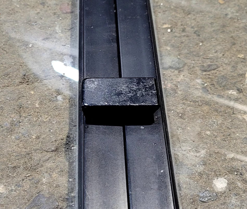 Used Black Radius Opening Window : 40 3/4" W x 16 3/4" H x 3/4" D - Truck Camper Front Slider - Young Farts RV Parts