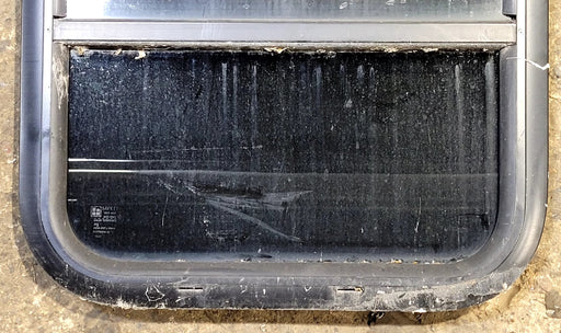 Used Black Radius Opening Window : 17 1/2" W x 21 1/2" H x 1 3/4" D - Young Farts RV Parts