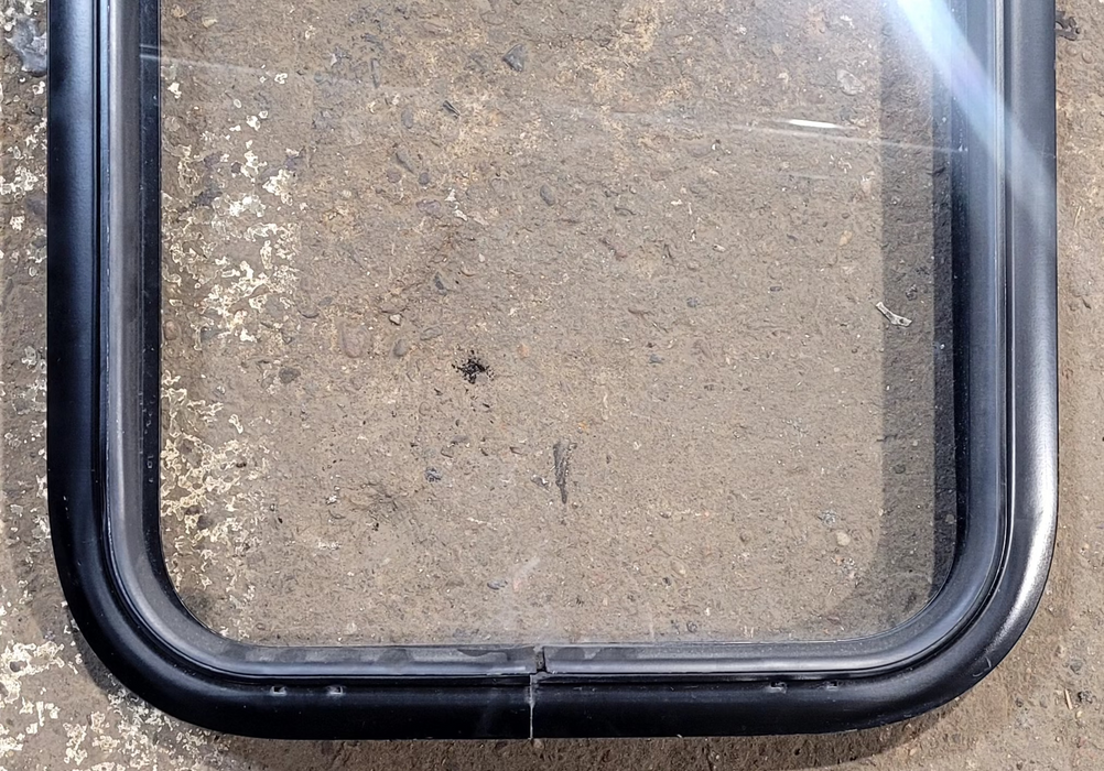 Used Black Radius Non Opening Window : 17 1/4" W x 22 1/4" H x 1 5/8" - Young Farts RV Parts