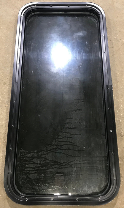 Used Black Radius Non Opening Window : 17 1/2" W x 39 1/2" H x 1 7/8" D
